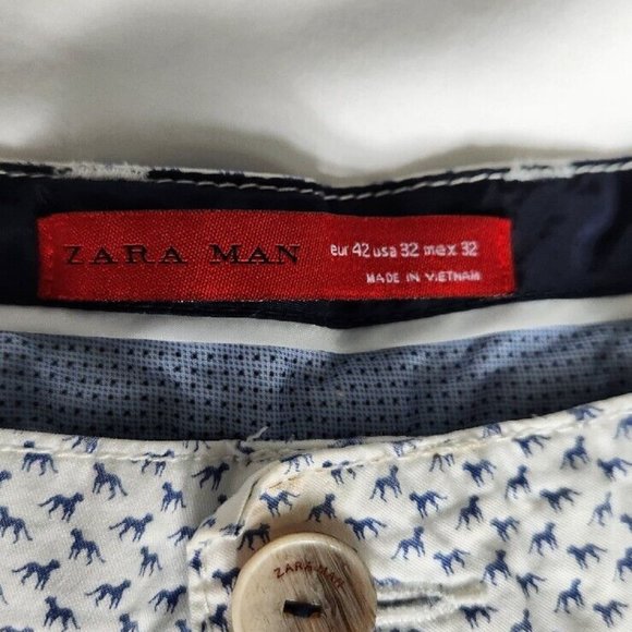 ZARA MAN MENS White BERMUDA FLAT FRONT DRESS SHORTS 30 Dogs - Picture 3 of 6